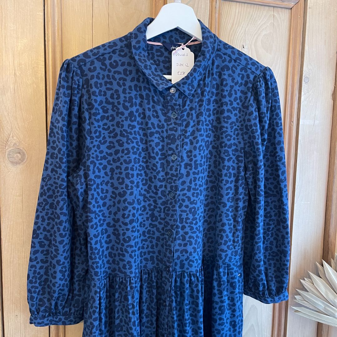 Joules Midi Dress Blue Leopard Print 12, Joules, Dress, joules-dress-12-3ef2, clothing, ConsignCloud, New Arrivals, Number 29 Online