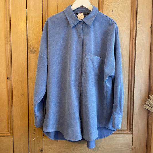 Zara Pale Blue Baby Cord Shirt Size Large