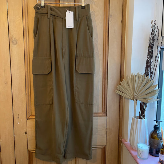 Mango Cargo Style Trousers Green Size Small