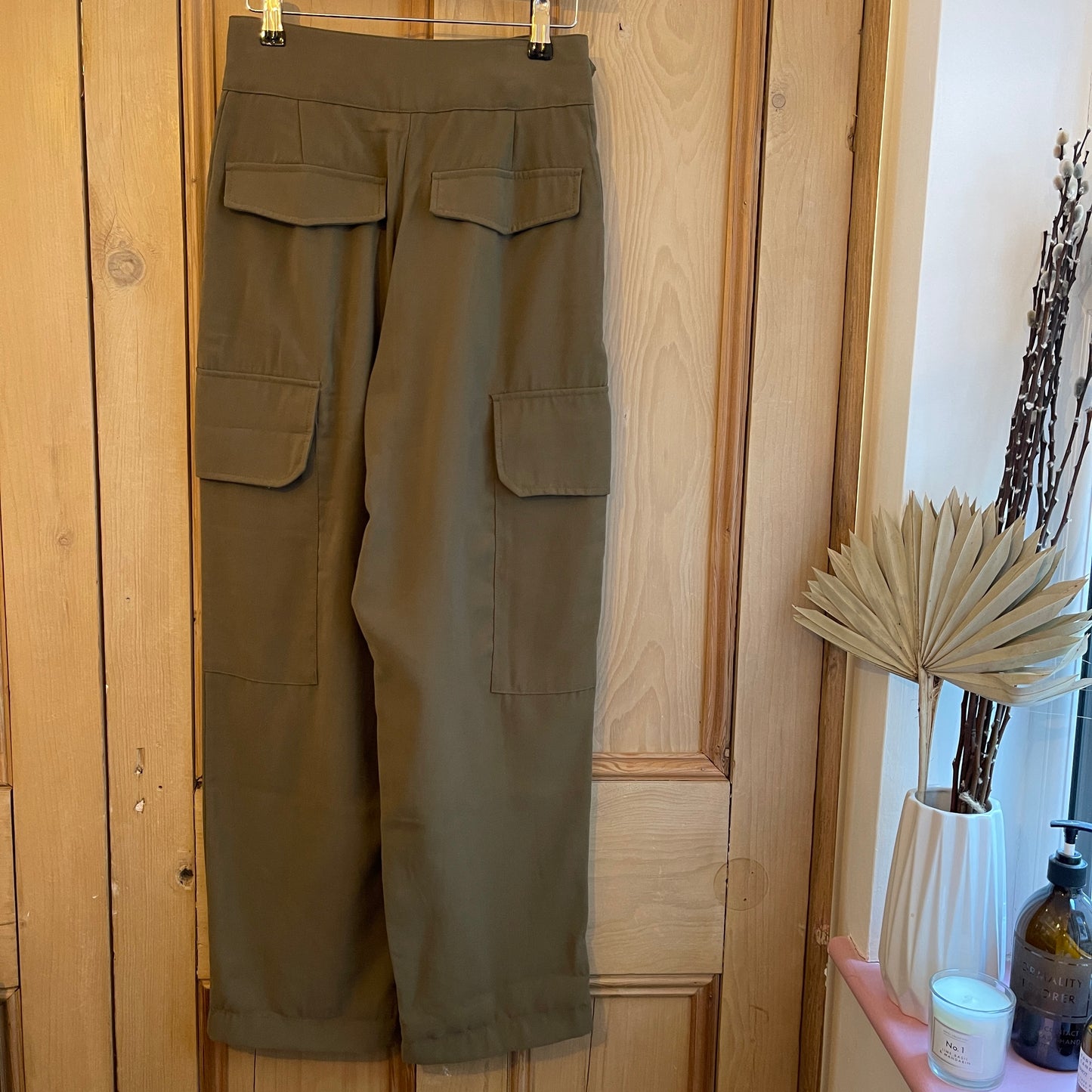 Mango Cargo Style Trousers Green Size Small